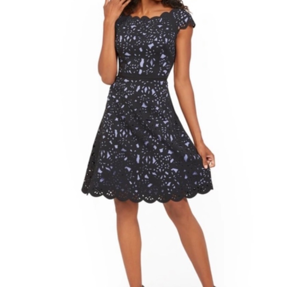 Nue by Shani blue/purple and black laser cut dress